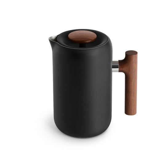 Clara French Press (Matte Black, Walnut Handle, 24oz)